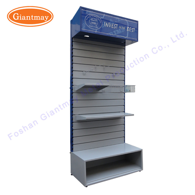 Grocery Shelf Store Mobile Floor Stand Slatwall Display Stand